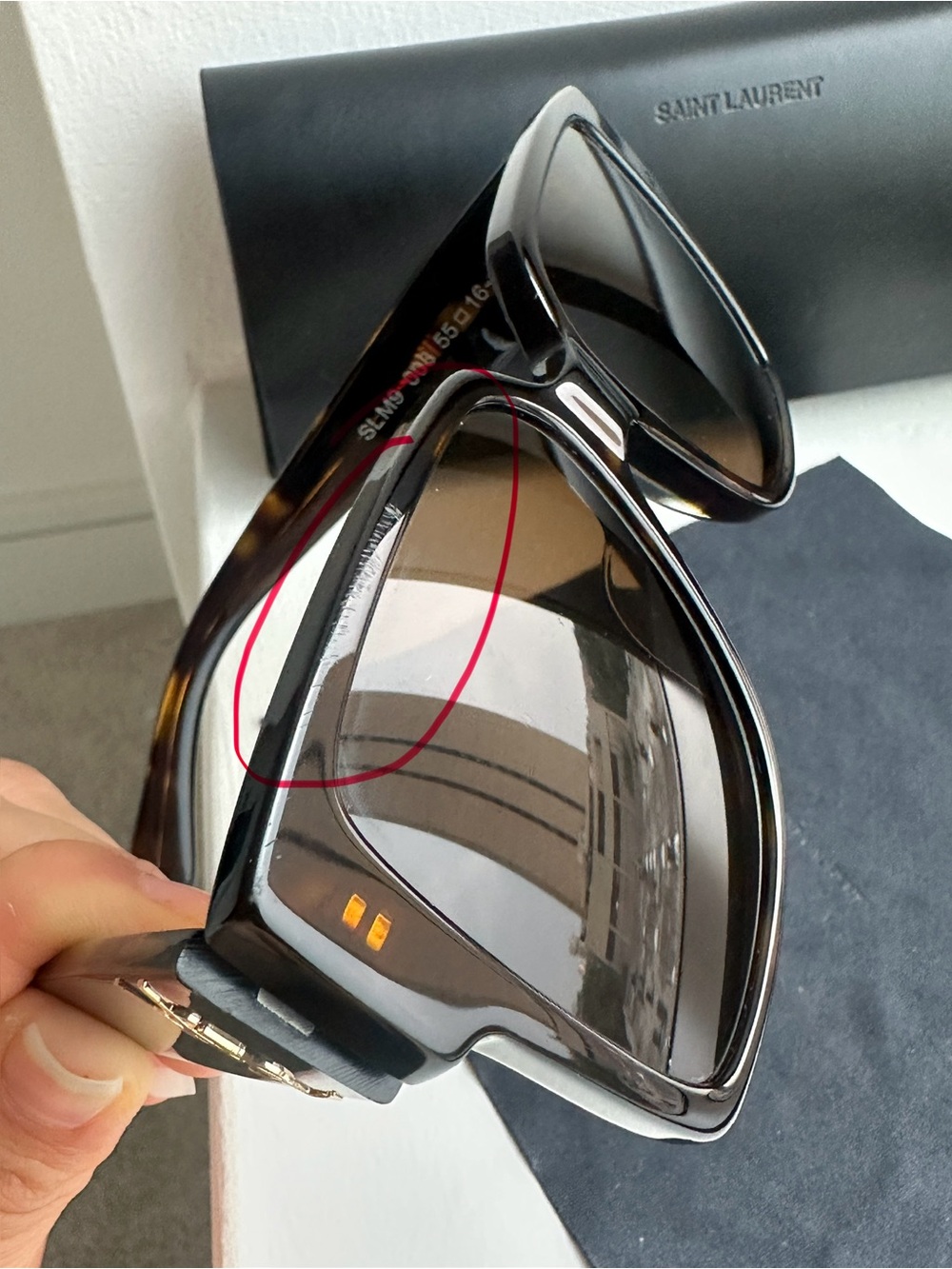 Saint Laurent Black and Gold Oversized Cat-Eye Sunglasses - Picture 5 of 16